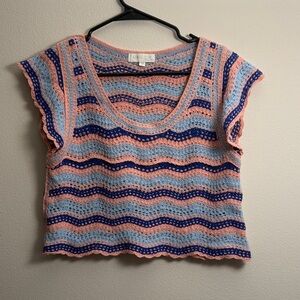 Rebellion Pink and Blue Crochet Top